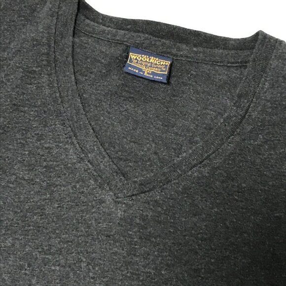 Woolrich Long Sleeve V Neck charcoal Grey Cotton shirt - Size Small - Picture 6 of 11